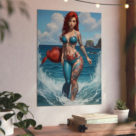 Ariel The Little Tatted Mermaid Original Art Metal Poster